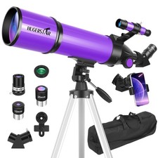 Telescope 80mm 600mm Refractor with AZ Mount Tripod Phone Adapter Moon Filter