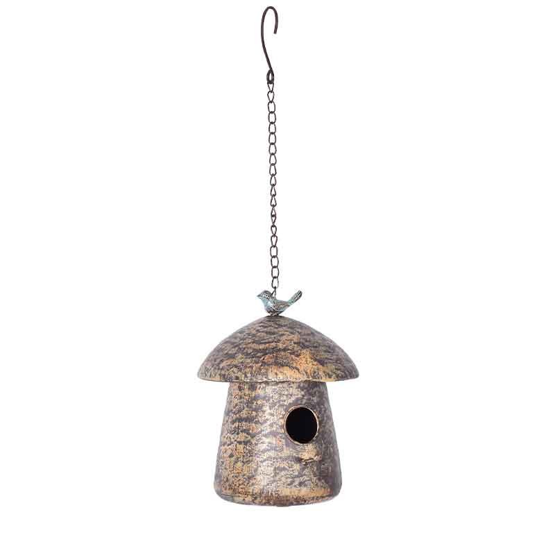 Nichoir champignon fer à planter 19x19x86cm cabane oiseau extérieur