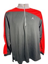Jordan 1/4 Zip Pullover Mens Medium Gray Red Long Sleeve Mock Neck Training Top