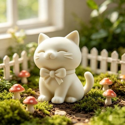 3D-gedruckte Kätzchen Statue mit Schleife Design für Schreibtisch Rega