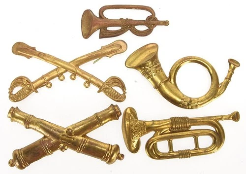 Lot of Five US Army 1840's - 1860's Reproduction Hat Insignias