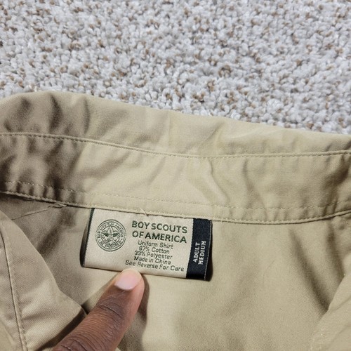 Boy Scout BSA UNIFORM SHIRT Men’s Medium Beige Short Sleeve Tan Short Sleeve - Picture 2 of 7