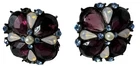Vintage Clip On Earrings Purple Opal Blue Fashion Costume Jewelry