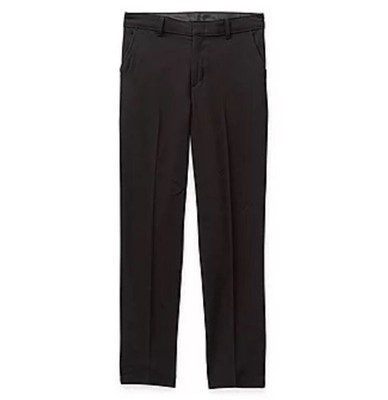 VAN HEUSEN HUSKY Boy's Suit Pants Flex Stretch Size 20H Black Flat Front NWT