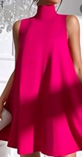 Elegant Pink High Tie Neck Sleeveless Dress