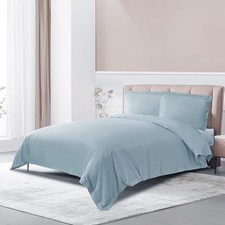 Long-Staple Cotton Duvet Cover Set - King Set 105  x 93", 20"x36" Misty Blue