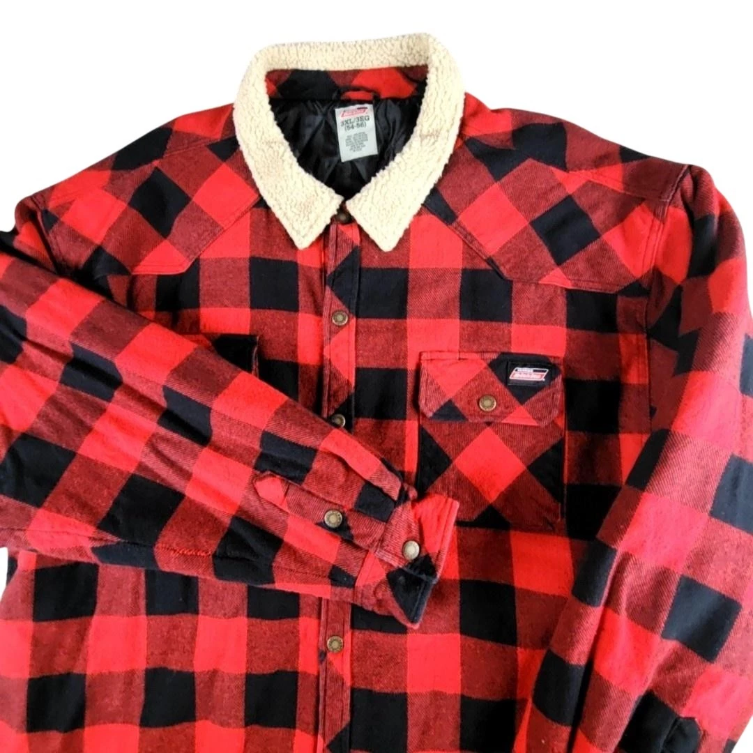 Dickies Jacket Mens 3XL Red Black Plaid Flannel Quilted Lined Snap Workwear
Opens in a new window or