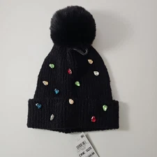 I.N.C International Concepts Womens Embellished Beanie Black ONE SIZE