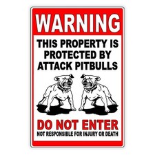 SIGN Beware Of Dog Property Protected By Attack Pitbulls Do Not Enter Sign BD031