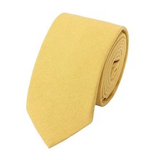 Ties for Men, Solid Mens Tie, Cotton Stripe Skinny Ties for Men, Dark Yellow