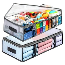 2 Pack Under Bed Storage Containers Bins Humidproof Plastic Underbed Storage Bin