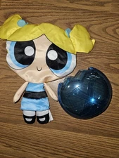 RARE Power Puff Girls Spin Master Bubbles 11” Soft Plush Toy With W container 