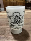 RARE VINTAGE MILK GLASS B HANDLE PEDESTAL COFFEE TEA MUG LOVER'S CUP 5" CUPIDS