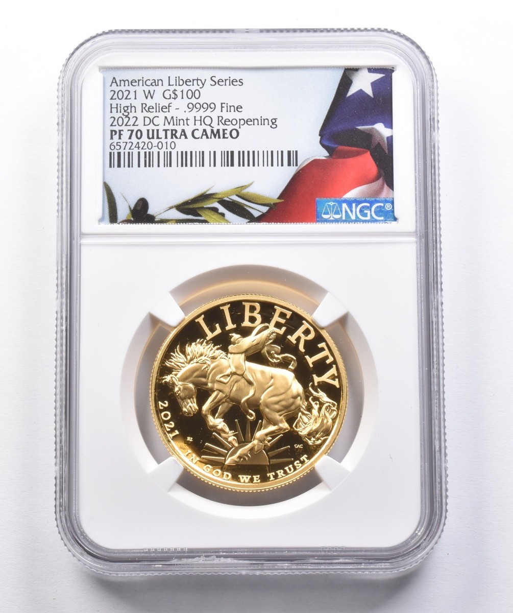 2021-W $100 Bronco Gold Liberty 1 Oz High Relief 2022 DC Mint HQ