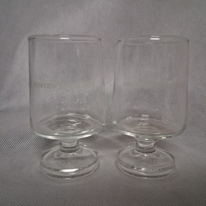 Frontier Airlines Cordial Wine Glasses 2 Stemmed Footed 4" Tall x 2 1/4"