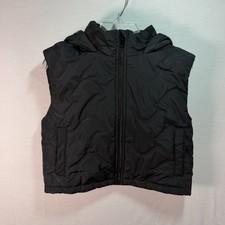 Old Navy Vest Girls Size XL 14/16 Full Zip Down Fill Puffer Black Pockets Hood