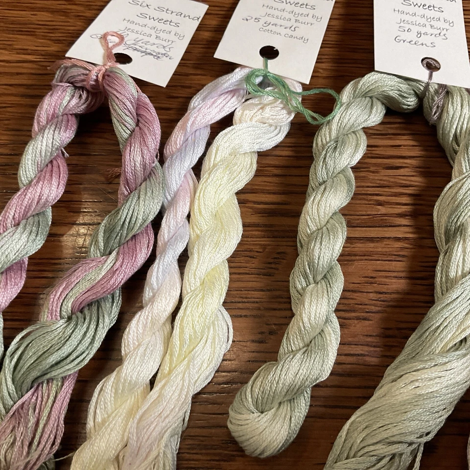 RARE NEW LOT of 7 SIX STRAND SWEETS 300 YARDS+ TOTAL BY JESSICA BURR FLOSS - Image 2 of 4