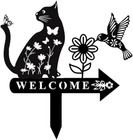 Metal Cat Silhouette Garden Stakes Yard Sign Art Decorations for Outdoor Patio