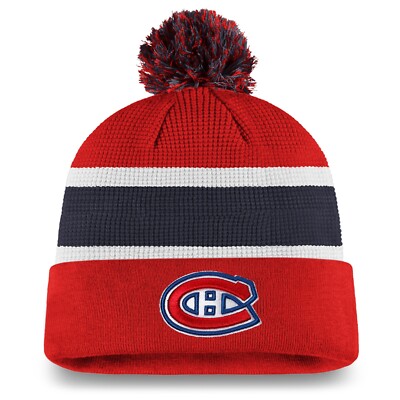 Montreal Canadiens 2020 NHL Draft Authentic Pro Cuffed Pom Knit Hat Red/Navy