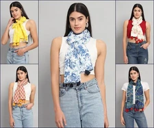 Women's Soft Long Cotton Hand Block Printed Shawl Wrap Scarf Indian Tassel Stole