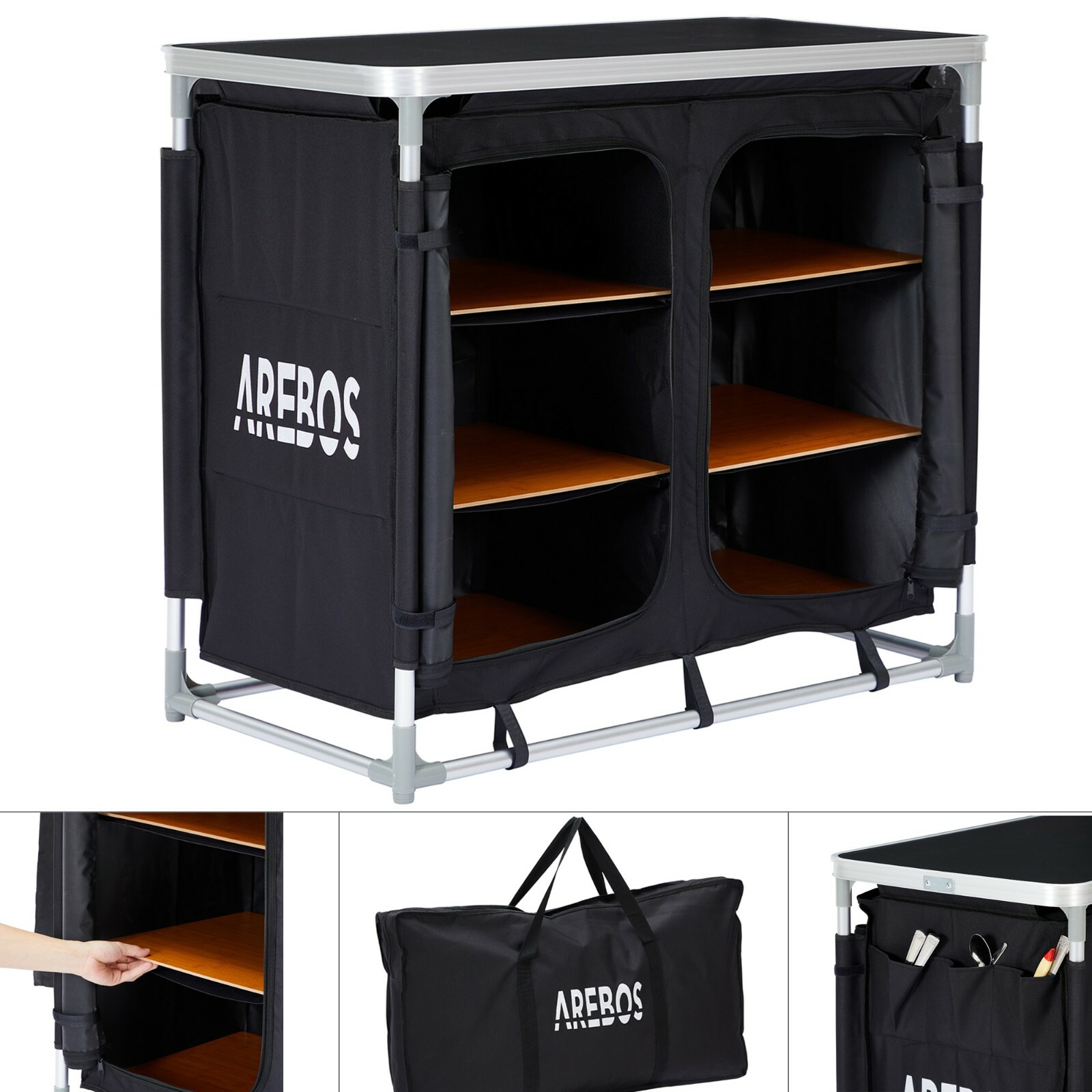 Arebos Cocina De Campin L Negro Adecuada Para Patios, Acampadas, Fiestas, Bufé