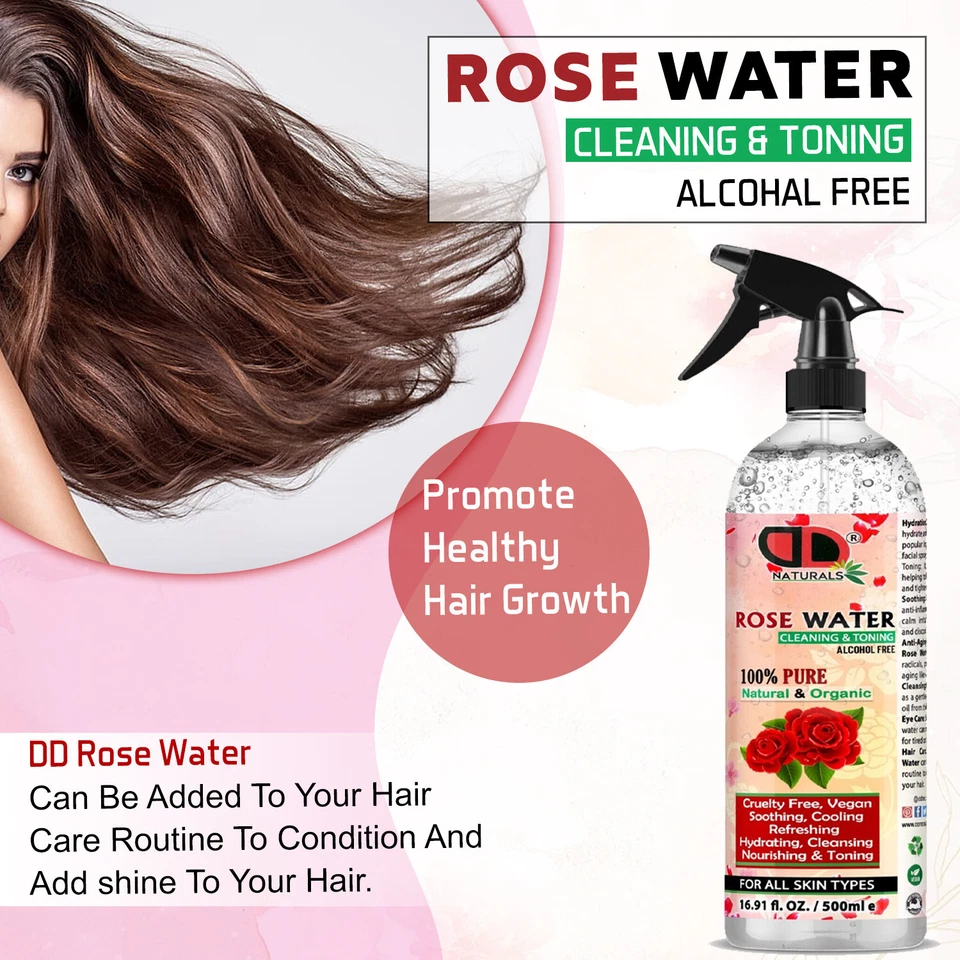 100% Pure Natural Organic Rose Water Toner Cleanser, Moisturiser For Fresh Face - Image 3 of 4