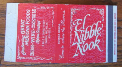 AMERICAN ACE MATCHBOX COVER: EL NIBBLE NOOK LIVONIA, MICHIGAN MATCHCOVER -C15