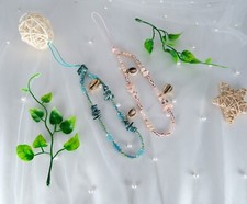 Handmade Shell Beaded Phone Charm Accessories Blue Boho Phone Charm Beaded USA