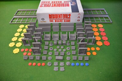 RE2 113-teiliges Brettspielset - Türen, Wände, Treppen, Artikel, Marker - Resident Evil 2