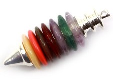 7 CHAKRAS PIERRE SEMI PRECIEUSE PENDULE PENDENTIF COLLIER 