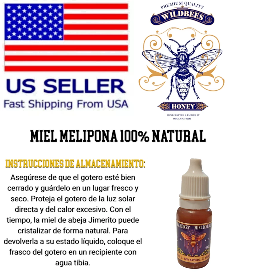 MIEL JIMERITO, MIEL MELIPONA GOTAS, 10 ML, 100% PURA MIEL ORIGINAL DE MÉXICO! Foto 4 de 4