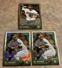 RJ Alvarez 2015 Topps Chrome Rookie Auto Autograph + Refractor RC + Base RC LOT!