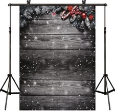Harfirbe 5X7FT Snowflake Grey Glitter Christmas Wood Wall Photography Backdrop X