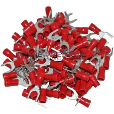 Install Bay RVST10 Red Vinyl 22-18 Gauge #10 Spade Terminal Connector (100/pk)