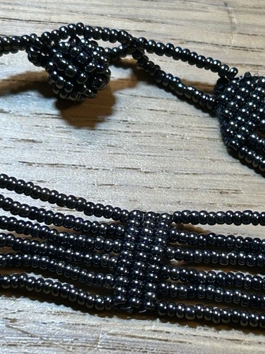 Vintage Beaded Black Cuff Bracelet - Picture 14 of 16