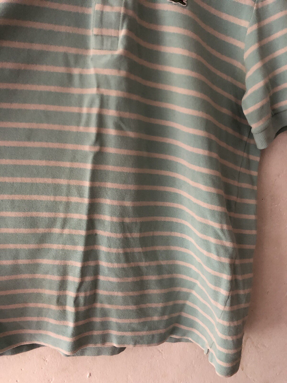 Unisex Lacoste Vintage Classic Style Striped Polo Shirt Top Blue/White Size M image 4