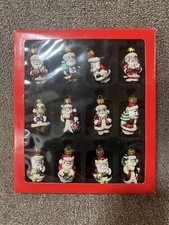 Macy's Holiday Lane Box Set Of Glass Santa Claus Ornaments, 1.5" Each Different