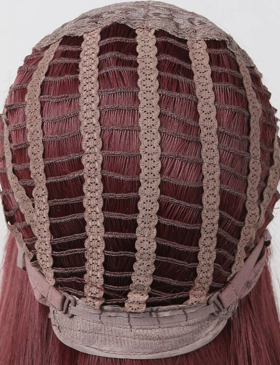 Perruque Synthétique Longue, Lisse, Rouge Cuivré Avec Frange - Bonnet Classique Taille M, Neuf Sans étiquettes