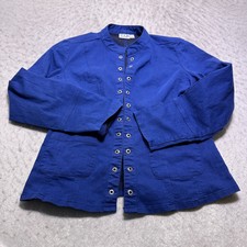 The Look Jacket Womens Medium M Round Neck Hook Loop Long Sleeve Canvas