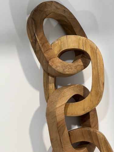 5 maglie catena in legno intagliato a mano 22” lunga 5,5”W arredo casa tavolino, arte parete - Foto 4 di 14