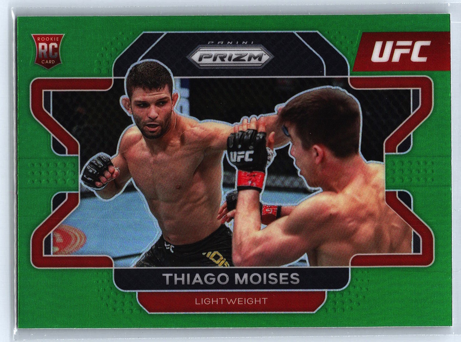2022 PANINI PRIZM UFC ROOKIE CARD GREEN PRIZM PARALLEL RC #2 THIAGO MOISES MMA