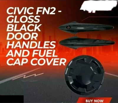 Manijas de puerta y tapa de combustible negro brillante para Honda Type R MK8 FK Civic FN2