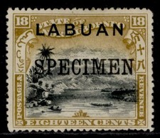 NORTH BORNEO - Labuan QV SG101s, 18c SPECIMEN, UNUSED. Cat &pound;45.