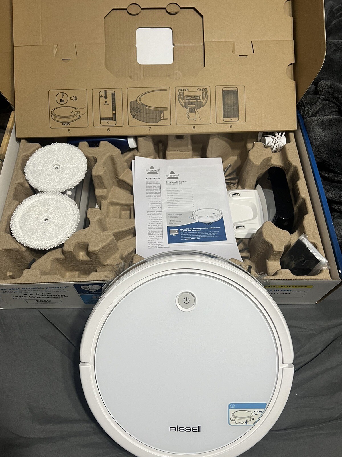 Bissell SpinWave Pet 2 In 1 Wet Mop And Dry Robot Vacuum For Carpet New