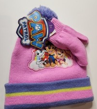 NWT Nickelodeon Paw Patrol Kids Girls Beanie Winter Hat Mitten Pink Purple