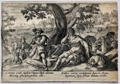 Antique Engraving - Mercury lulling Argus to Sleep - C. Van de Passe
