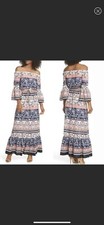 Eliza J Women’s Size 4 Boho Off The Shoulder Maxi Dress Striped