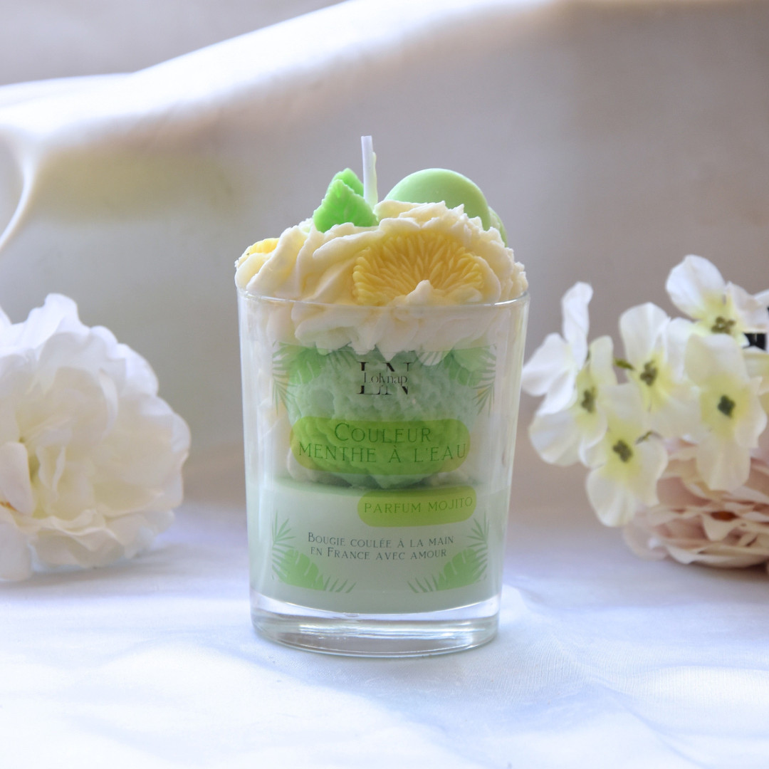 Bougie gourmande mojito tropicale coulée main en France - Édition Or