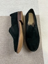 Clarks Somerset Black Suede Loafers Women's Size 7 Black Slip On Shoe