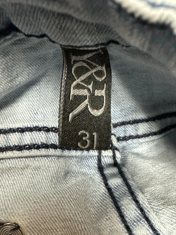 Pantalones de mezclilla para hombre Young & Reckless 31 azul algodón elástico pierna ajustada cremallera mosca Foto 2 de 4